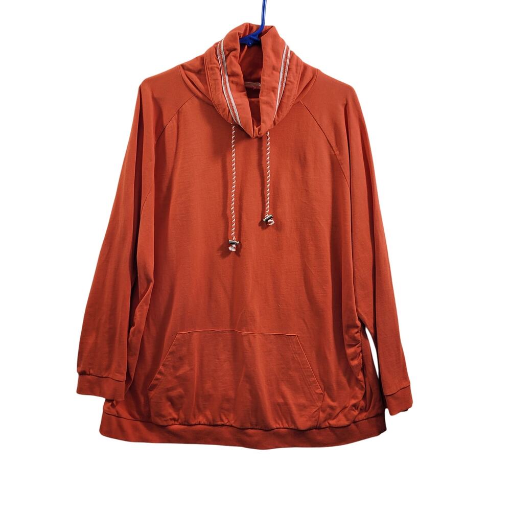 Ulla Popken Orange Draw String Collar Long Sleeve Sweatshirt Sz 20/22  10724-913